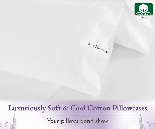 California Design Den Pillow Cases - Set of 2 Standard Size, 1000 Thread Count Soft 100% Cotton - White