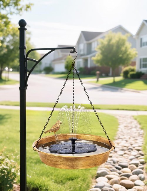 Antique Bronze Metal Bird Bath by [Brand Name] - Elegant Outdoor Bird Feeder Garden Decor | 11.5" Diameter