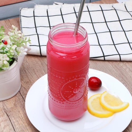 Encheng 12 Pack 16oz Glass Juice Bottles,Reusable Juicing Bottles with Lids and Straws,Embossed Juice Containers Kombucha Bottle Smoothies Jars for Water, Iced Coffee,Party,Travel