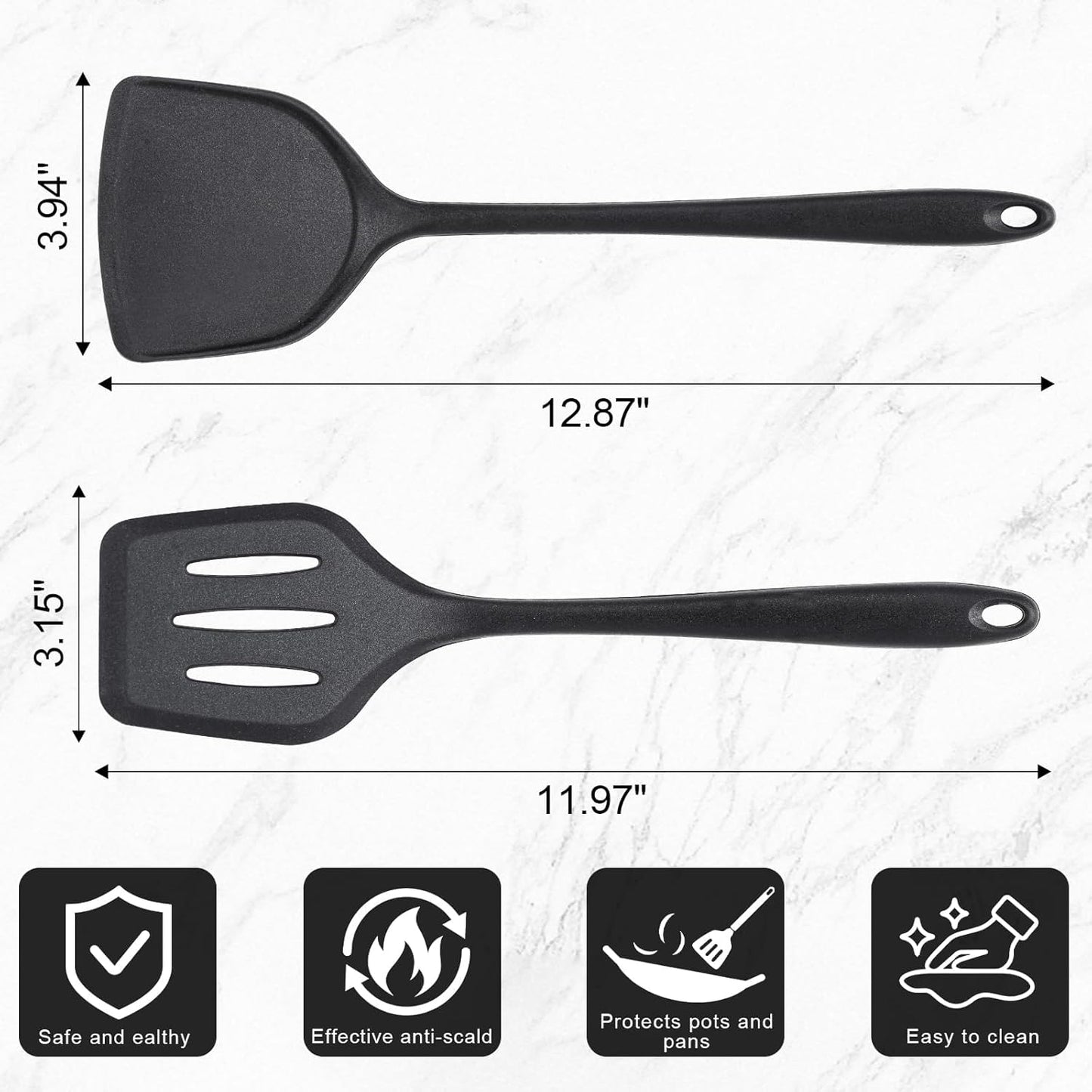 Nonstick Frying Pans Set of 3 by [Brand Name] - Durable Carbon Steel with PFOA-Free Coating | Includes 2 Spatulas & 3 Sizes
