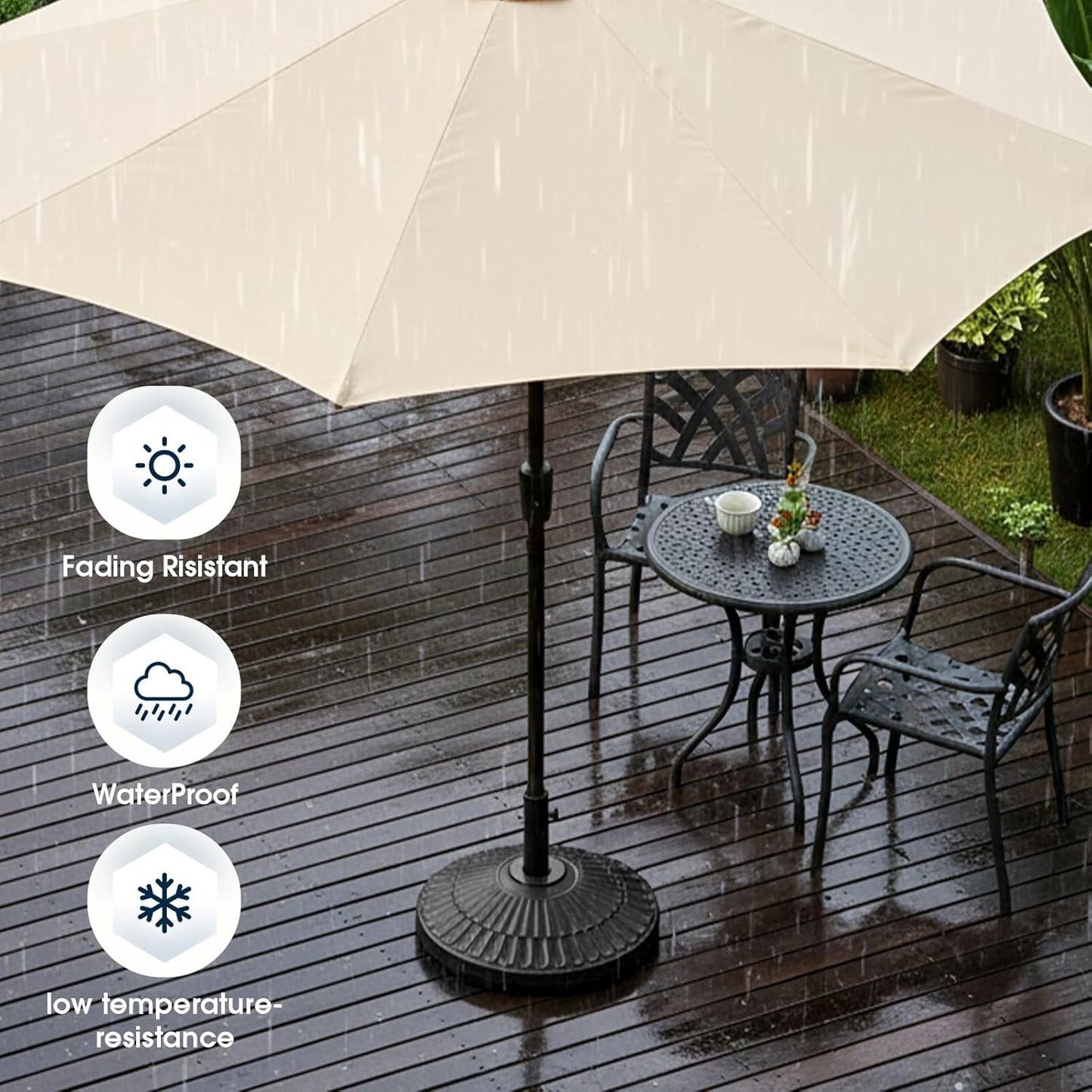 Wikiwiki 90 Lbs HDPE Round Patio Umbrella Base - Heavy-Duty Stand for 1.5-1.9in Poles | Black