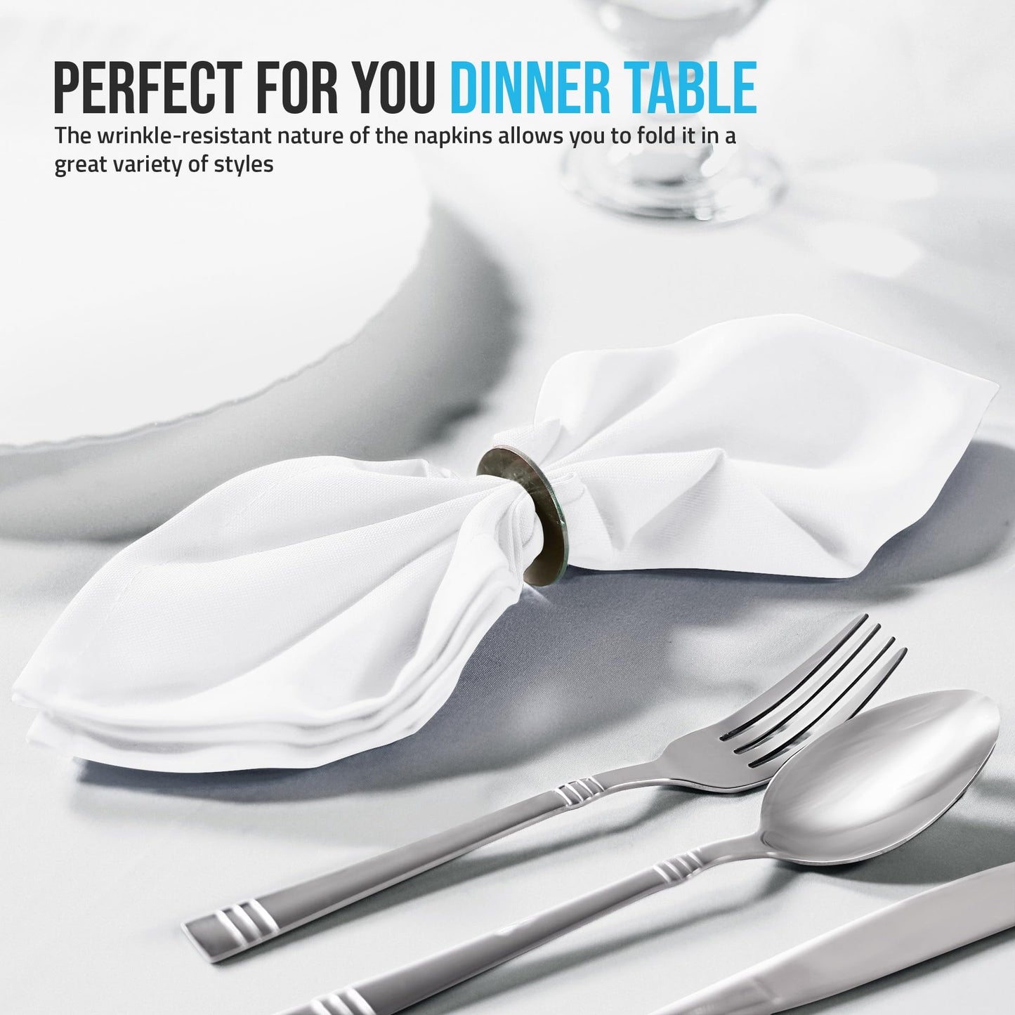Utopia Home White Cloth Napkins (12 Pack, 17x17 Inches), Ideal Dinner Napkins for Party, Wedding and Lunch/Dinner