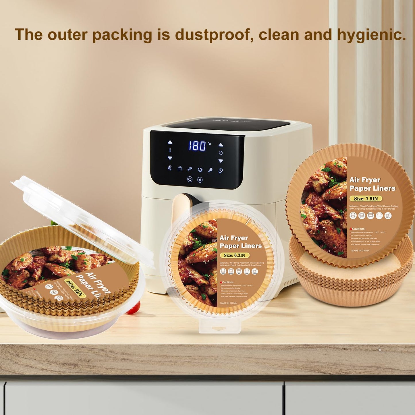 SHINYMOMO Air Fryer Liners Disposable Paper,100Pcs Airfryer Paper Liners,Non Stick Parchment Paper Liners,Food Grade Air Fryer Accessories for Microwave Oven Steamer 6.3inch Round