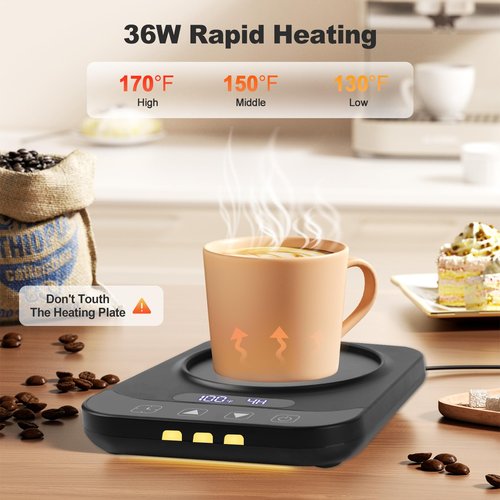 Coffee Mug Warmer for Desk with 9 Temperature Settings, Auto Shut Off, Digital Display, Smart Timing & Reservation, Electric Cup Warmer for Office, Home, Tea, Milk & Beverage Heating (Black)