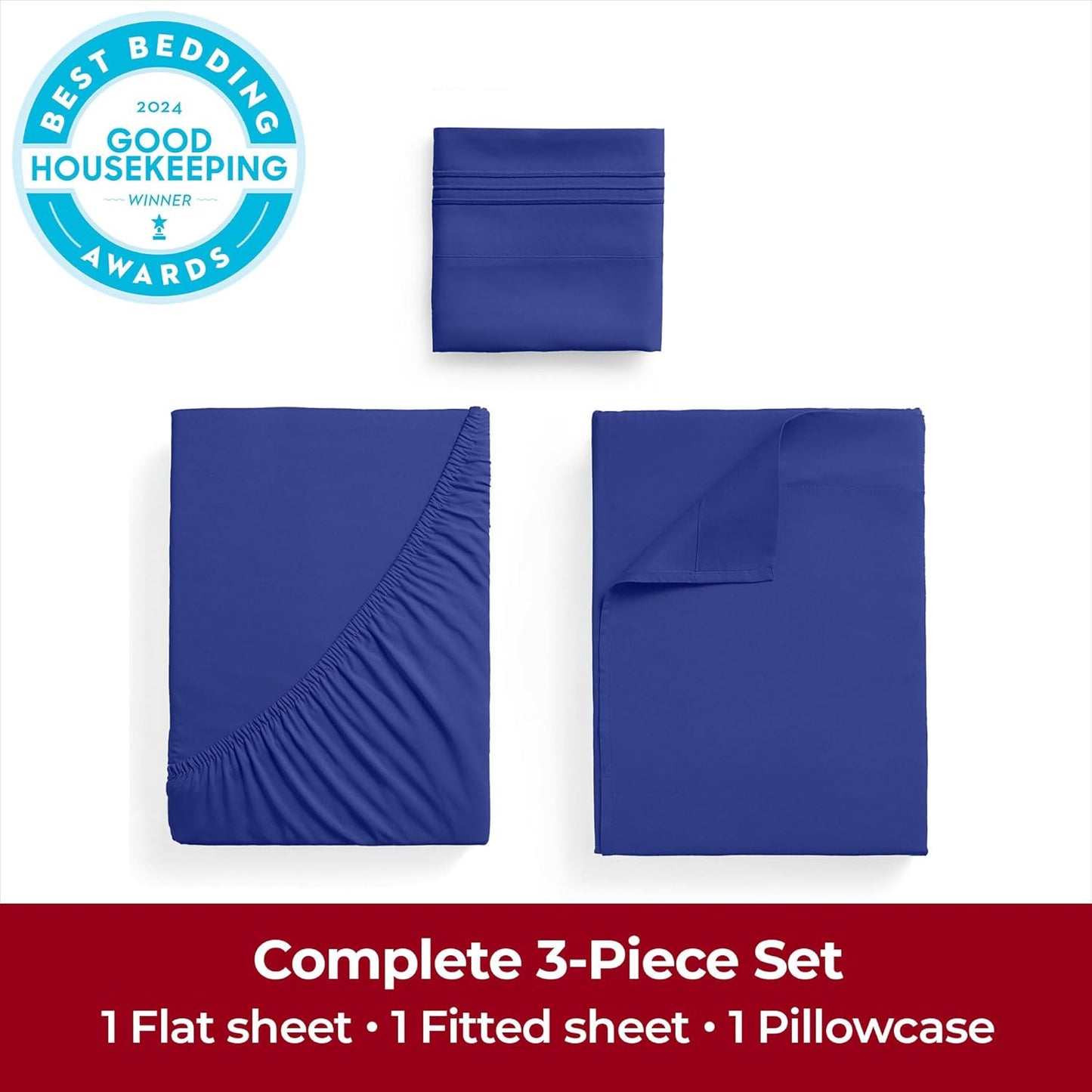 Mellanni Twin XL Sheets Set - 3 PC Hotel Luxury Bedding - Extra Soft, Cooling, Wrinkle-Resistant (Royal Blue)