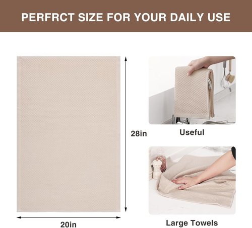 Homaxy 100% Cotton Kitchen Dish Towels - Ultra Soft & Absorbent Quick Drying, 20 x 28 Inches | 4-Pack Beige