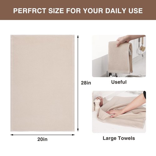 Homaxy 100% Cotton Waffle Weave Kitchen Dish Towels, Ultra Soft Absorbent Quick Drying Cleaning Towel, 20x28 Inches, 8-Pack, Beige