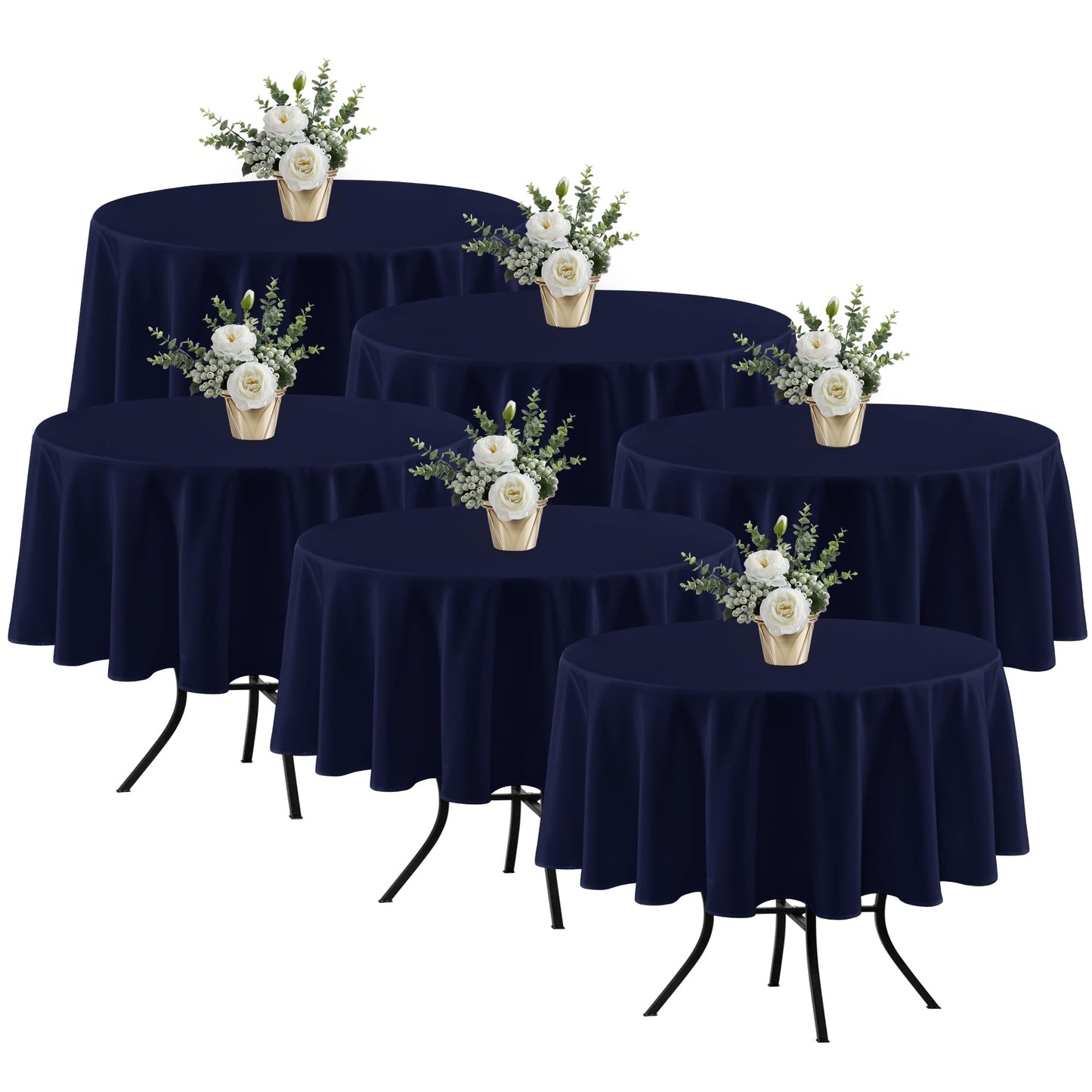 Fitable 6 Pack Navy Round Table Clothes - 70 Inches in Diameter - Stain Resistant and Washable Tablecloths, Polyester Fabric Table Covers for Wedding, Party, Banquet, Gathering