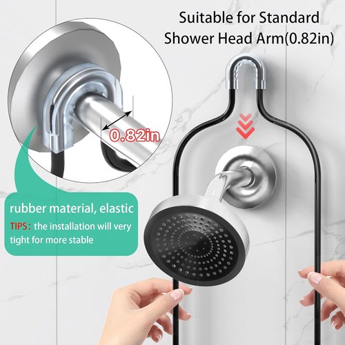 DAOYA Bathroom Shower Caddy - 3-Tier Organizer with Soap Holder & 6 Hooks | Fits 21mm Shower Head Arm, Black