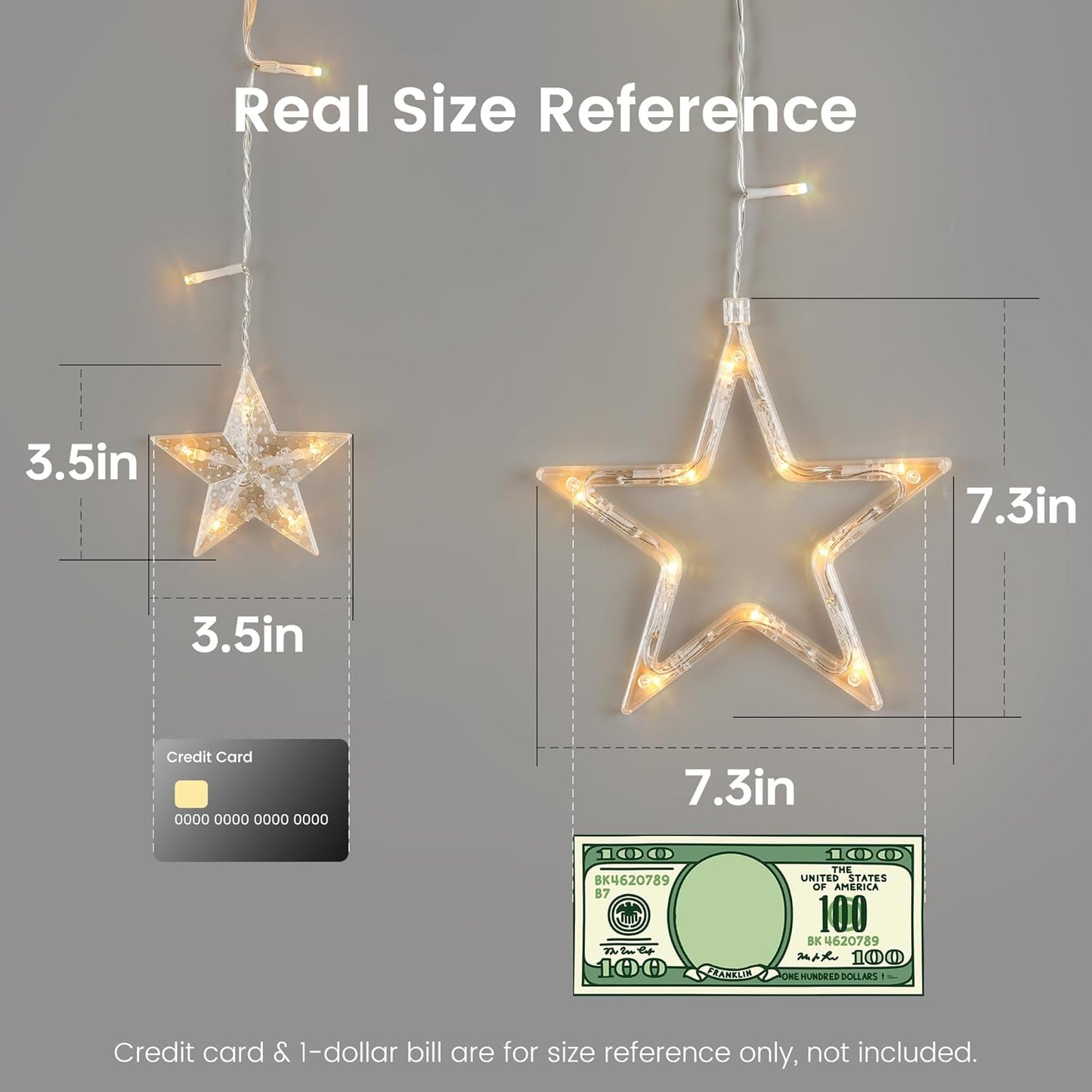 Skiennix 126L Warm White Star Icicle Lights - 8.2FT Waterproof Fairy String with Timer & 8 Modes for Christmas, Weddings & Parties