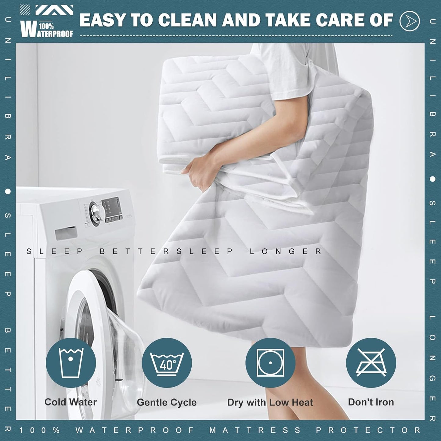 Skiennix Queen Size Waterproof Mattress Protector - Quilted, Breathable & Ultra-Soft | Fits 6''-25'' Mattresses, White