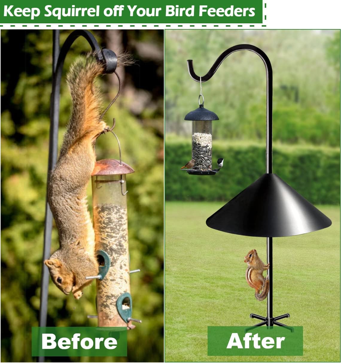 Skiennix 19-Inch Squirrel Proof Baffle - Protect Bird Feeders & Houses | Black, 1 Pack
