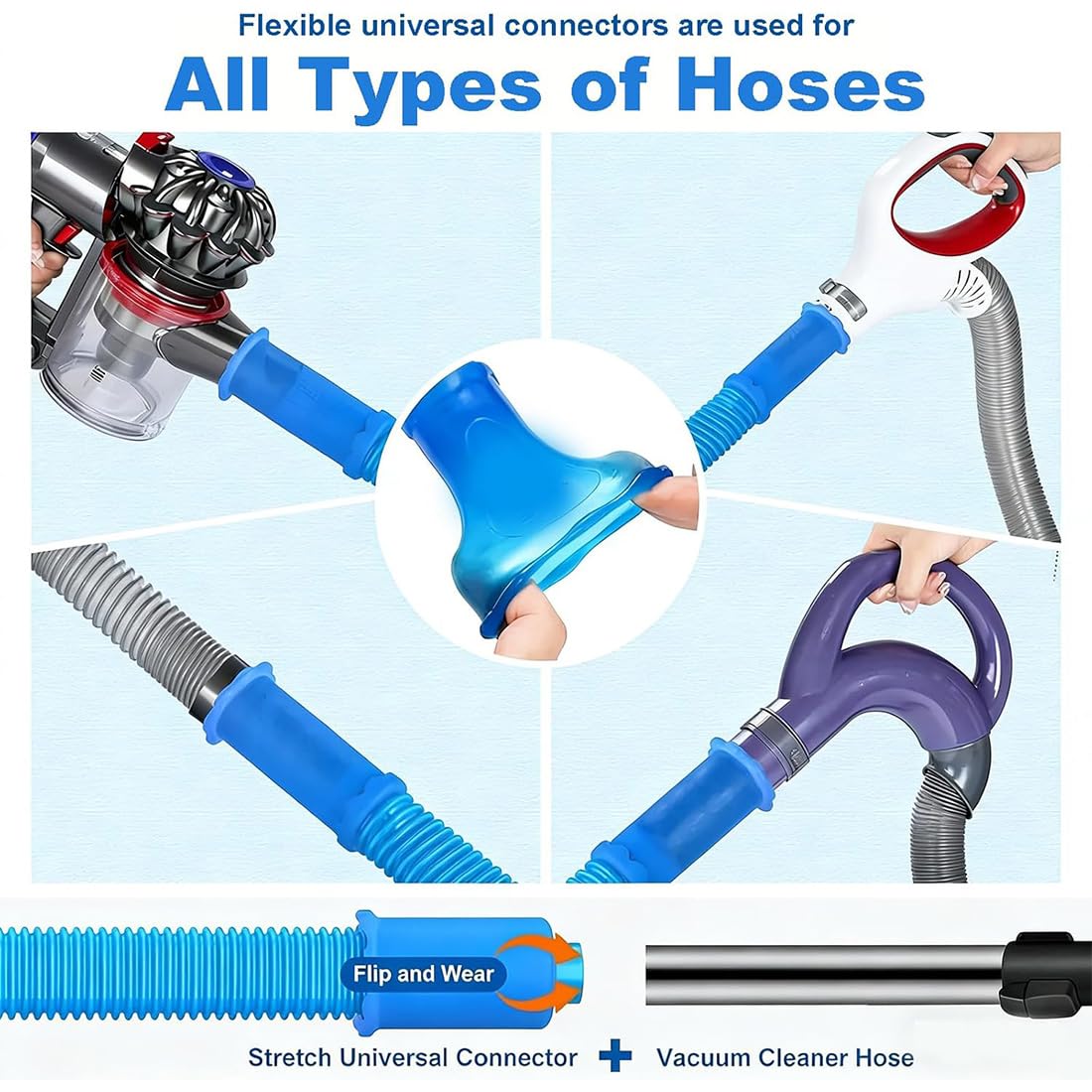 2026 Upgraded Dryer Vacuum Hose Attachment Compatible with All Vacuum Cleaner, Universal Dryer Vent Cleaner Kit, Dryer Lint Vac Attachment, Deep Cleaning Tools for Clogged Ducts & Lint Removal