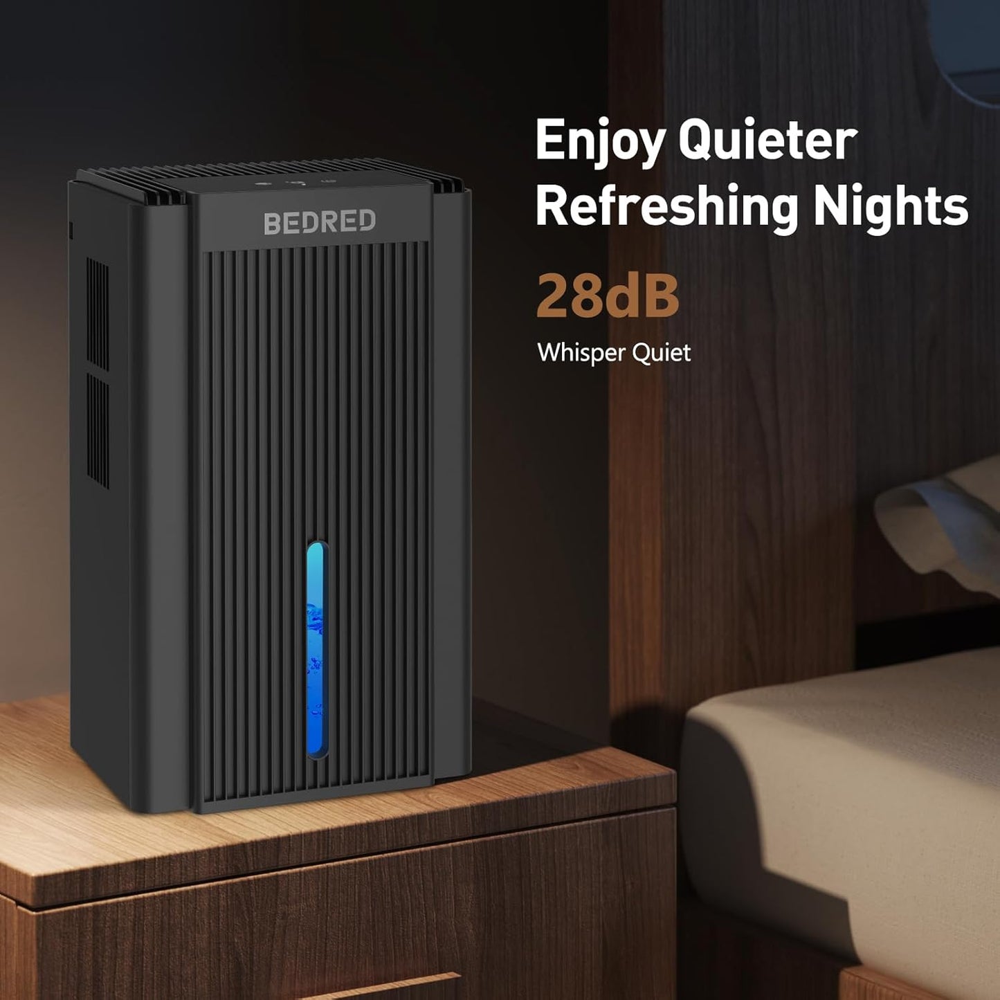 Skiennix Dehumidifier - 95OZ Capacity for 1000 Sq.Ft | Quiet Operation with Auto Shut Off & 7 Color Ambient Light (Black)
