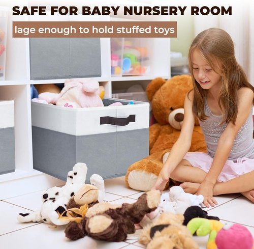 Criusia Extra Large Storage Bins - 4 Pack 16x12in Fabric Organizers for Clothes, Toys & Blankets