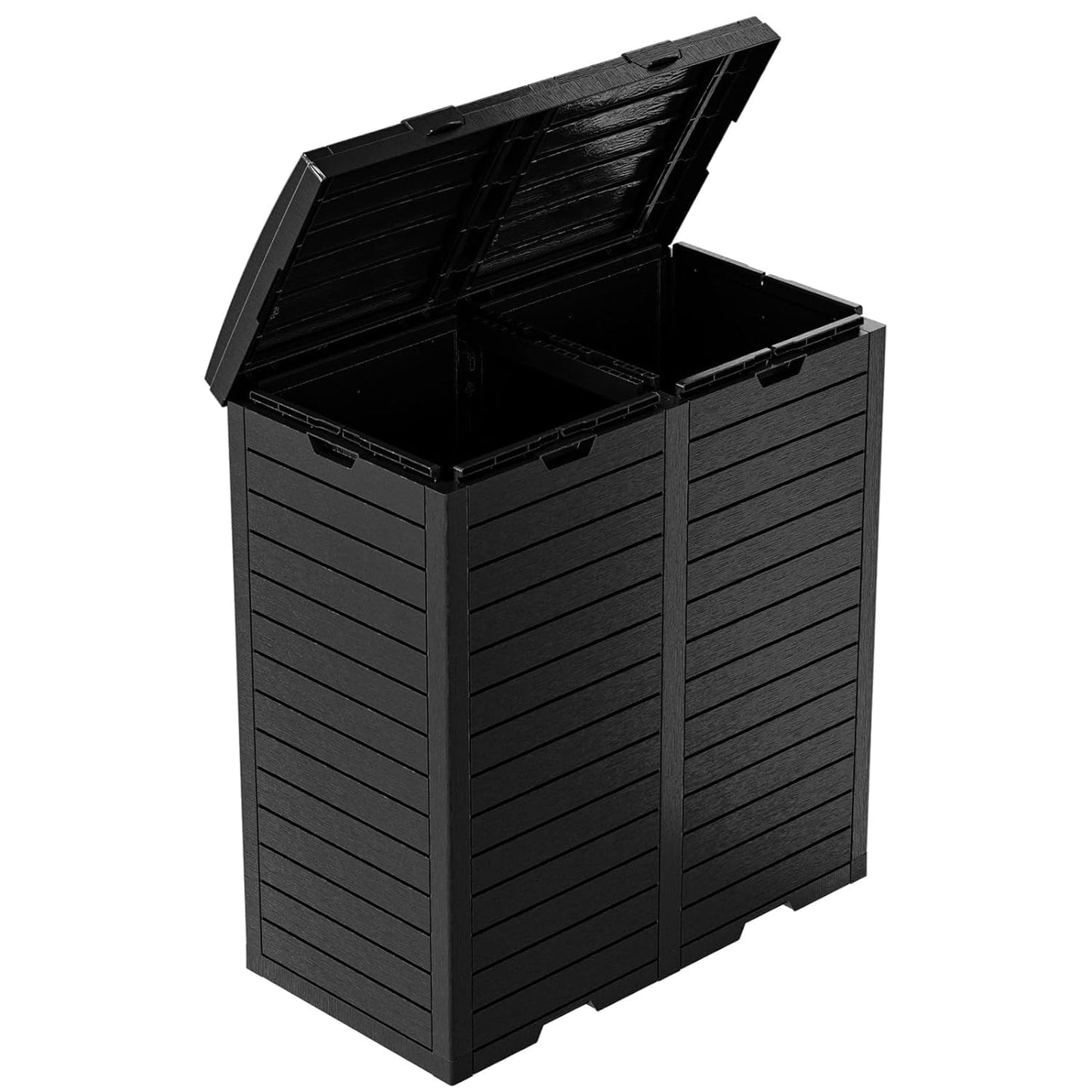 Regine Switzerland Outdoor Trash Can - Waterproof Resin Bin with Dual Lid Closure | 76 Gallon, Black