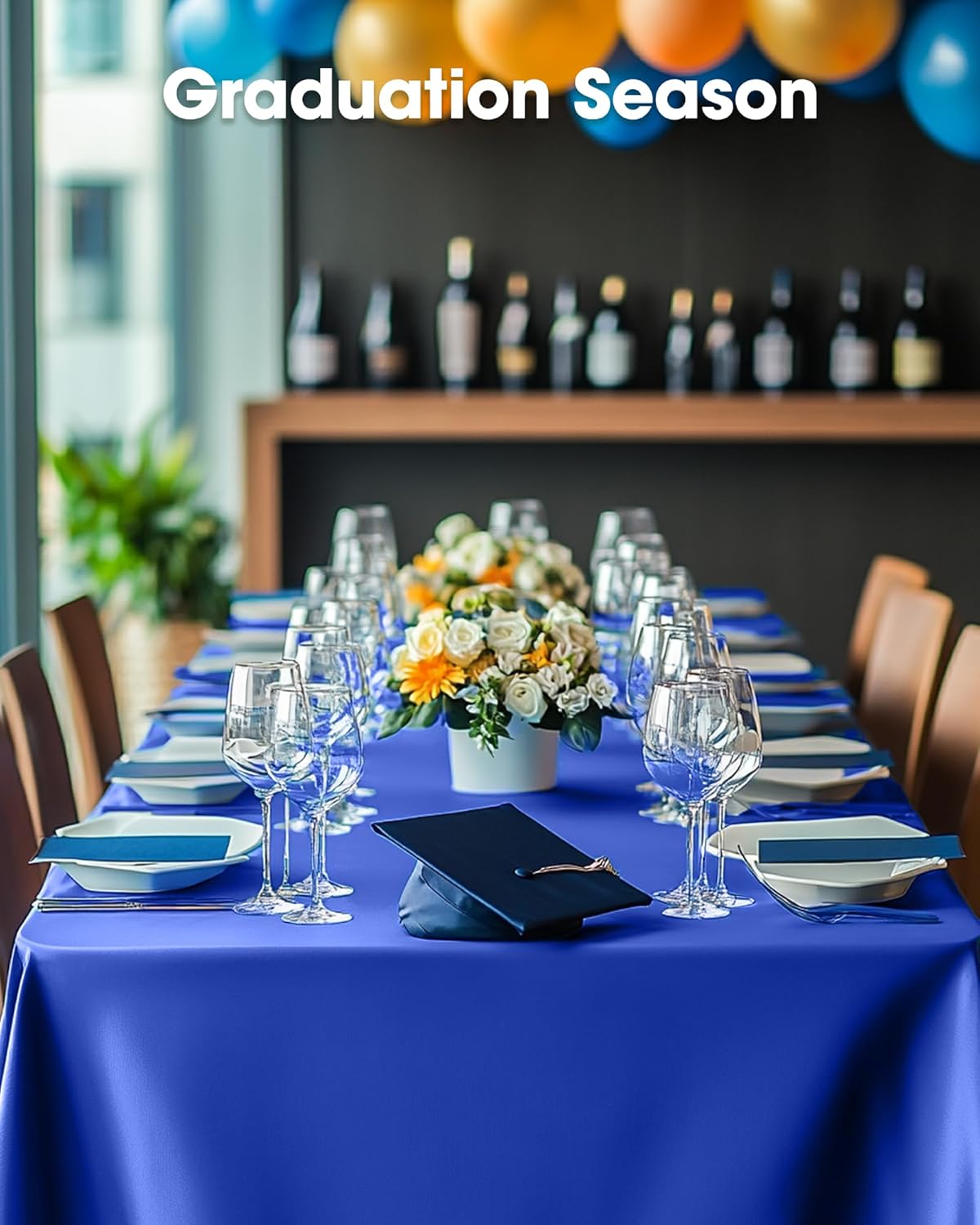 Pureegg Disposable Plastic Tablecloths - 10 Pack, 54 x 108 Inch, Sturdy Navy Blue for Patriotic Celebrations