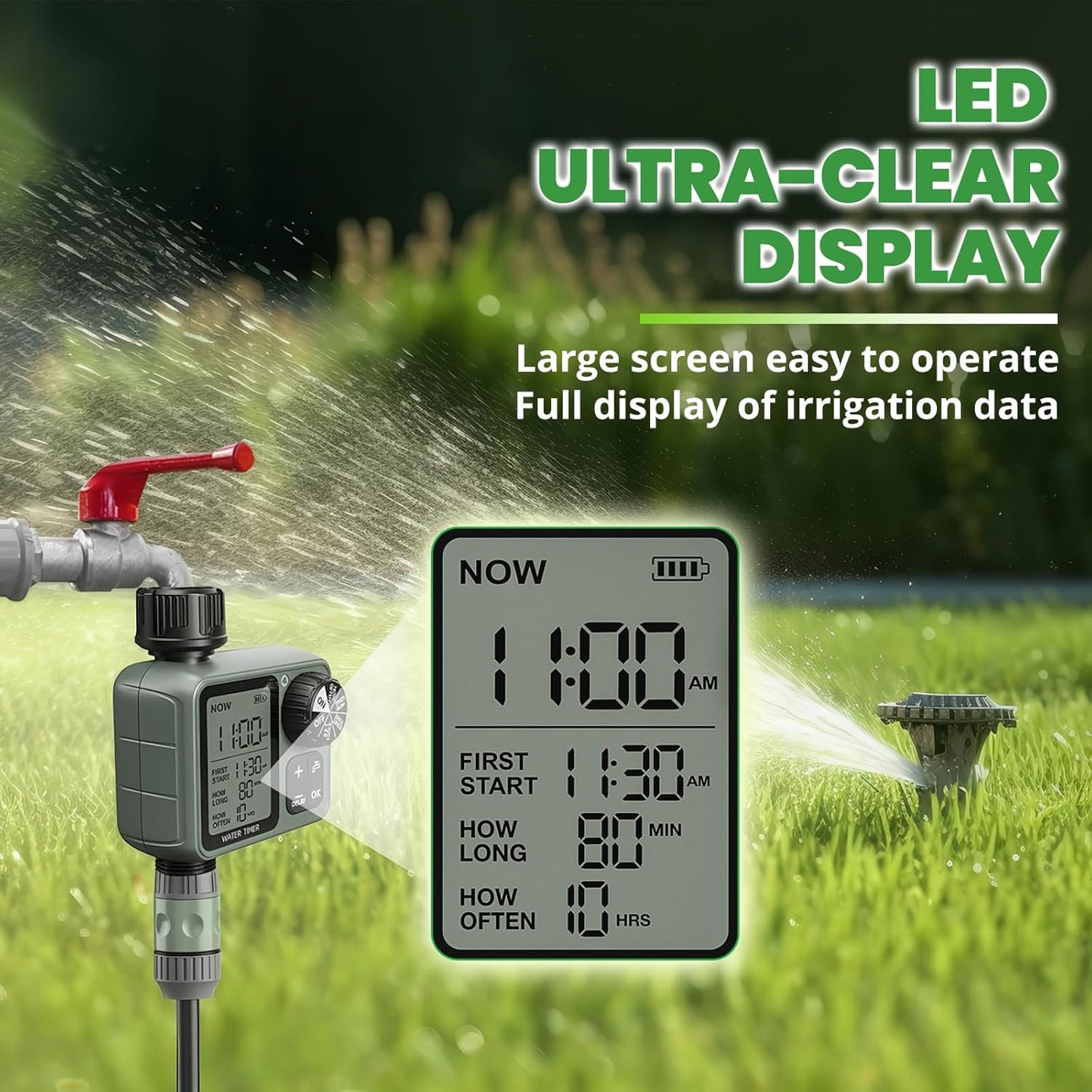 Skiennix Water Timer - Automatic Garden Hose Sprinkler with Rain Delay & Manual Modes | Ideal for Lawn & Drip Irrigation