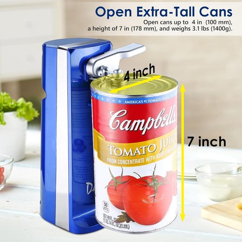 Davivy Electric Can Opener - One-Touch Hands-Free Operation | Removable Stainless Steel Cutter, 3-in-1 Design (Blue)