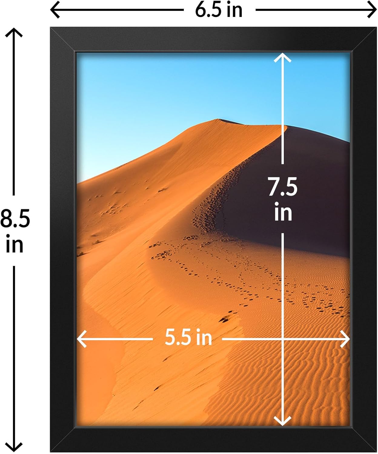 LaVie Home 6x8 Picture Frame - Classic Black Frame with HD Plexiglas for Vertical/Horizontal Display