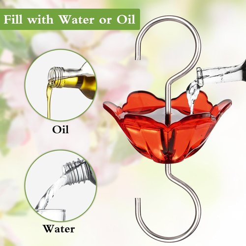 BOLITE Ant Moat - 5 Oz Hummingbird Feeder Ant Guard | Large Capacity Red Flower Shape - 2 Pack