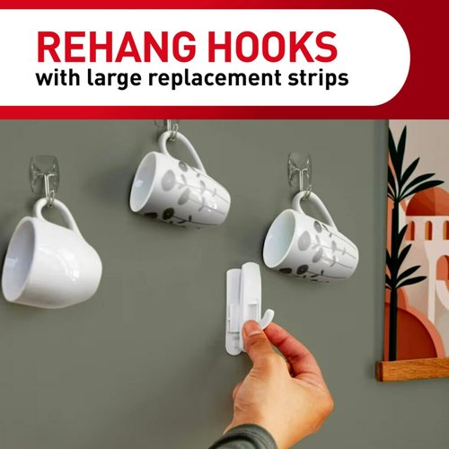 Command Indoor Medium Replacement Strips, 36 Strips, Damage-Free Wall Hanging, Re-Hang Medium Hooks for Home and Wall Decor, Holds up to 3 lb, White Adhesive