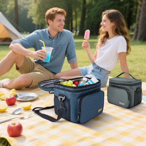 BALEINE Insulated Lunch Bag for Men Women, 15 Can Leakproof Cooler Bag with Adjustable Shoulder Strap for Work Picnic, Lunch Box for Women Men (Medium, Grey)