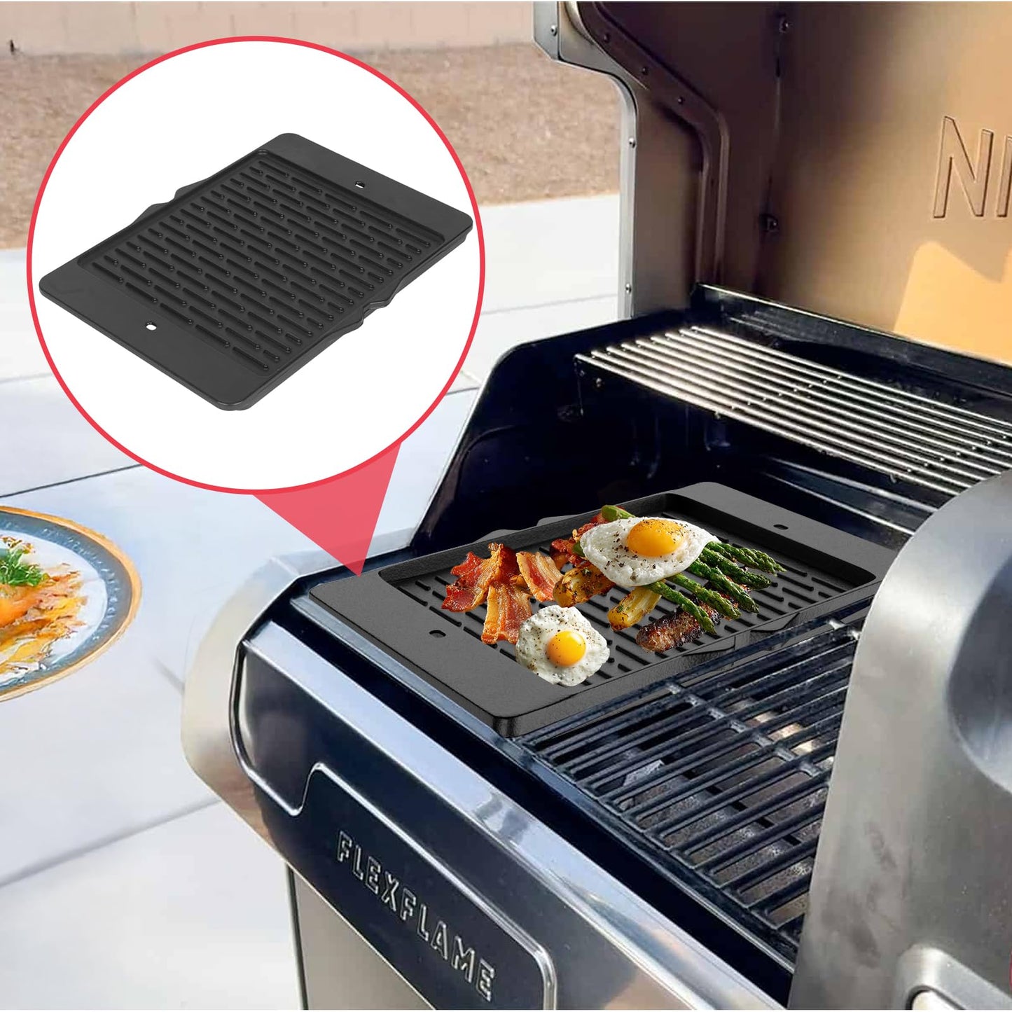 Cast Iron Reversible Griddle for Camp Chef, Universal Stove Top Griddle for Most 4 Burner Stove/Charcoal/Gas/Propane/Electric Grill Pan, Large Flat Top Plate for Outdoor Camping Accessories,16" x 24"