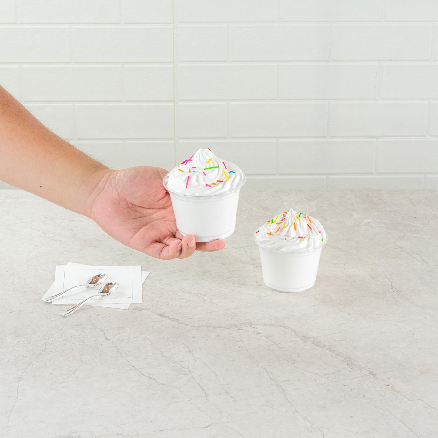 RW Base 9 Ounce Round Ice Cream Cups, 500 Disposable Parfait Cups - Lids Sold Separately, Premium, Clear Plastic Dessert Cups, Serve Frozen Yogurt, Mousse, Pudding, Great For Parties - Restaurantware