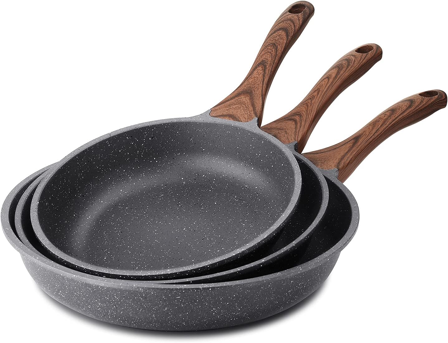 SENSARTE Nonstick Frying Pan Set - Swiss Granite Coating Chef's Cookware | 9.5, 11, & 12.5 Inch