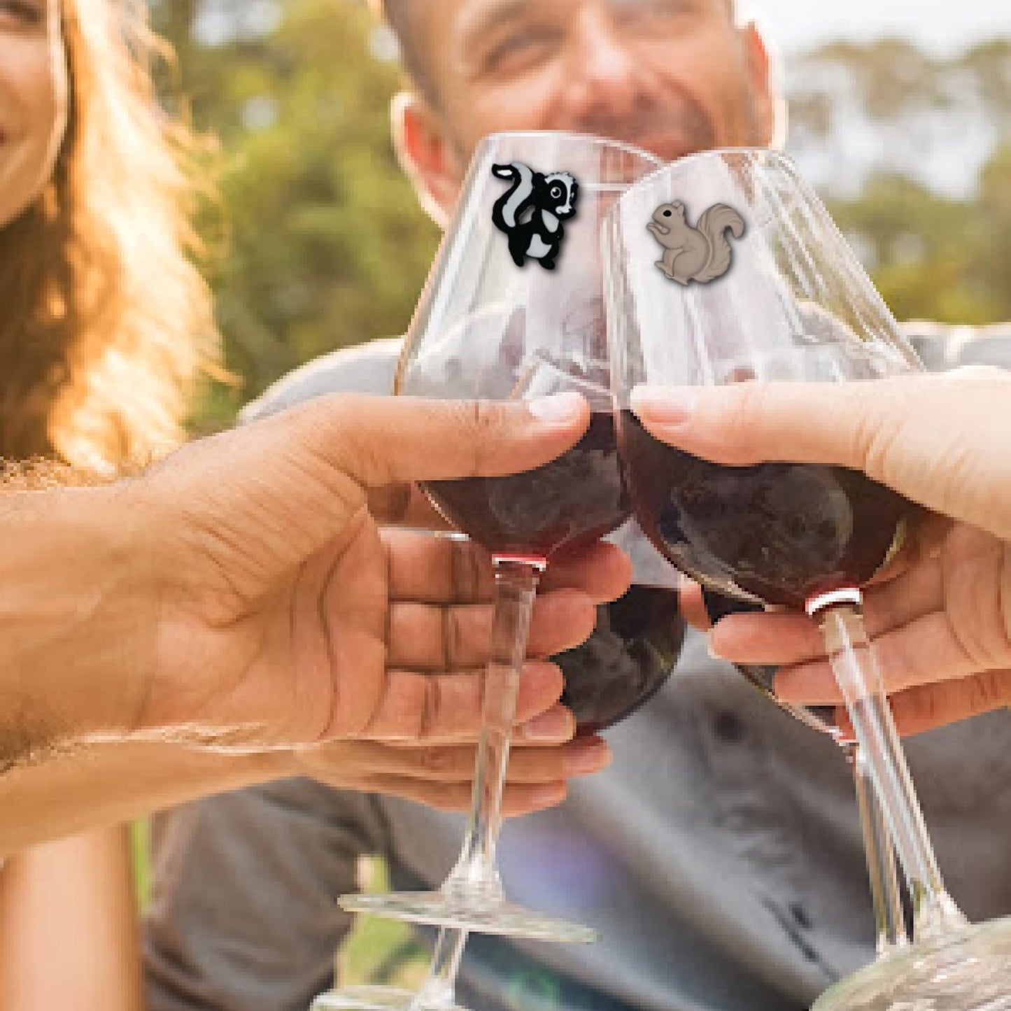 Simply Charmed Northwoods Wine Glass Charms - Wild Animal Magnetic Drink Markers for Lake House, Cabin, Camping and more