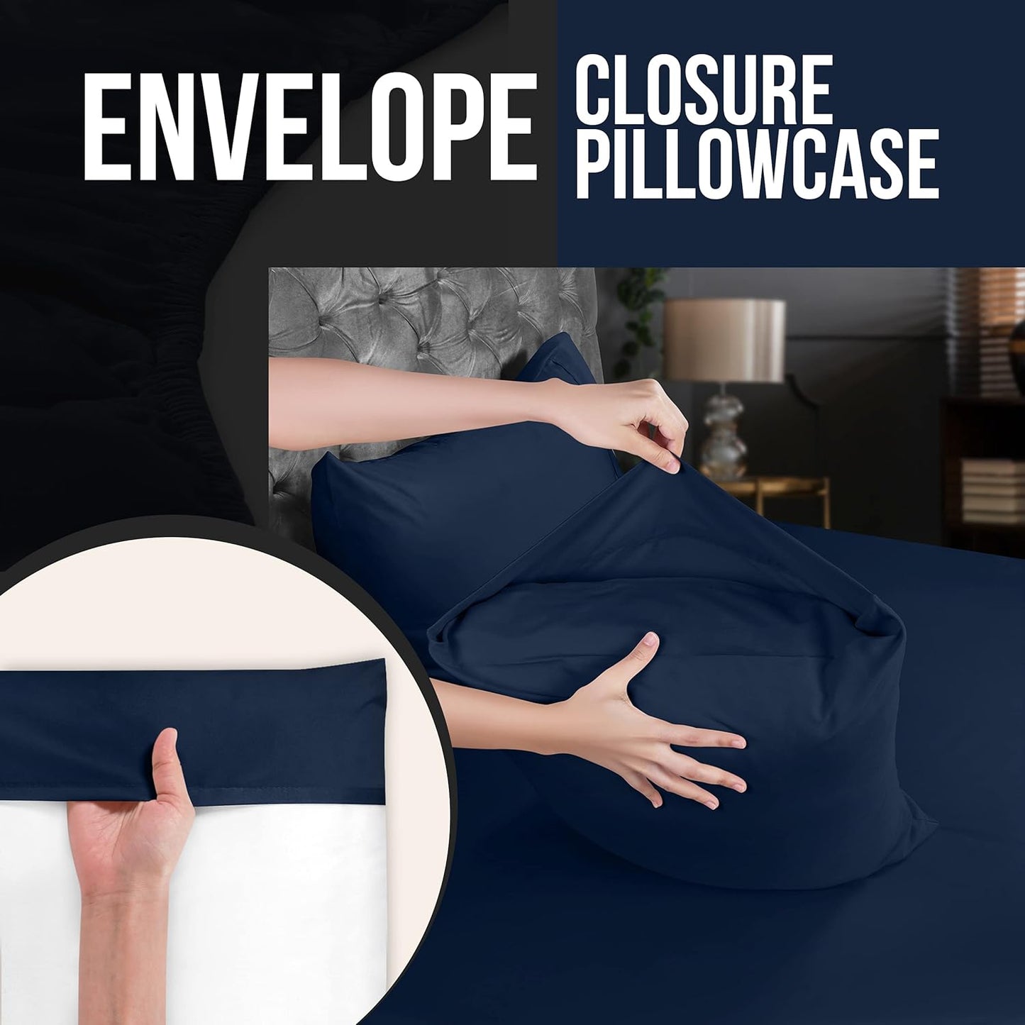 Utopia Bedding Standard Pillow Cases - Soft Brushed Microfiber - 4 Pack, Navy - Fade & Shrinkage Resistant, 20 x 26 Inches