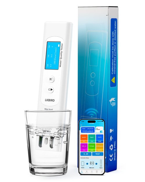 6-in-1 Smart Water Tester for Drinking Water with APP Monitoring, Digital Water Testing Kit for TDS Meter, EC, Temp, TOC, COD, UV275, Professional Water Tester for Home, Well, Tap & Outdoor.