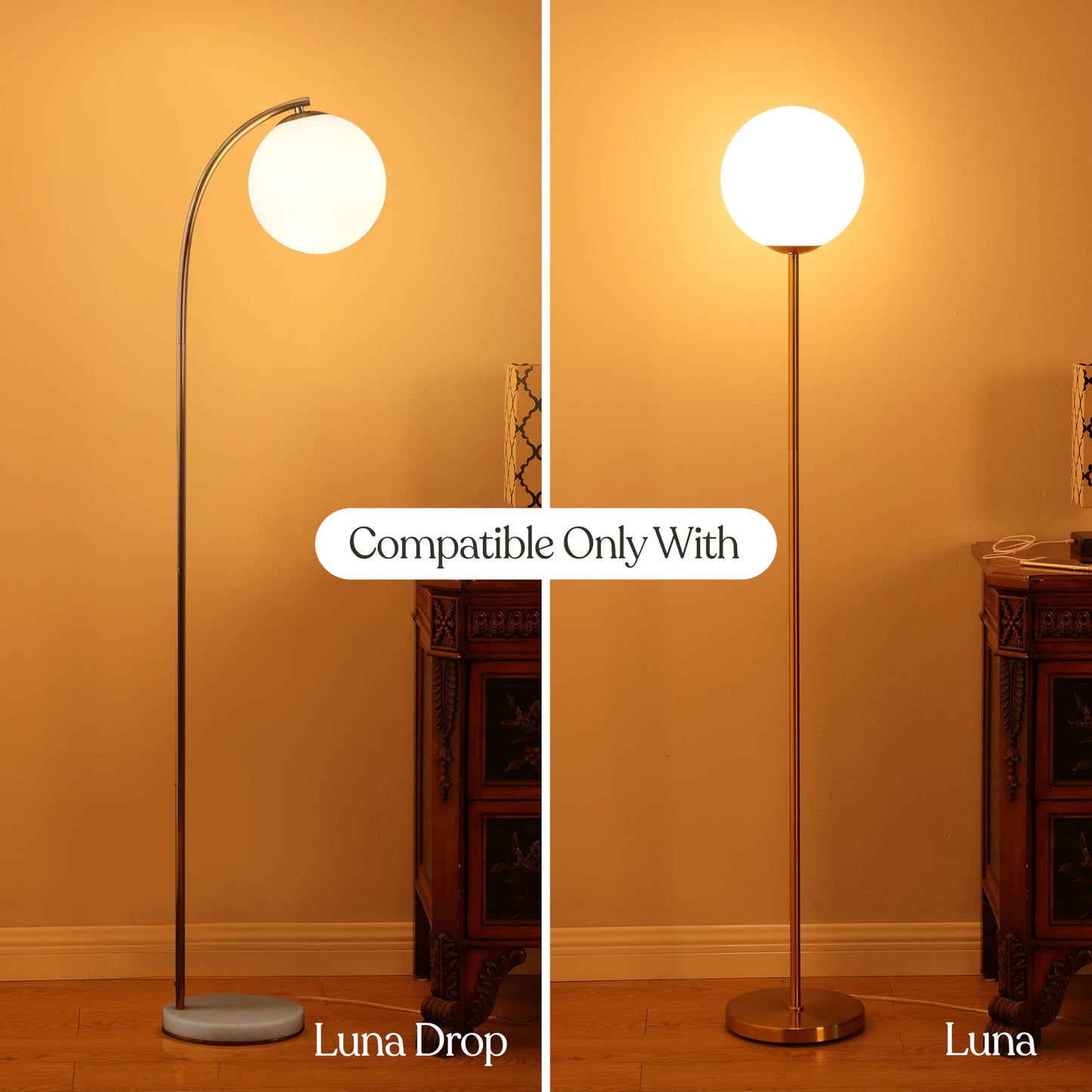 Brightech Globe Lamps Replacement Globe - Frosted Glass, Large Globe Size - 9.8 Inch Diameter and Threaded Fitter - Compatible with Brightech Luna and Luna Drop Floor Lamps - 250mm