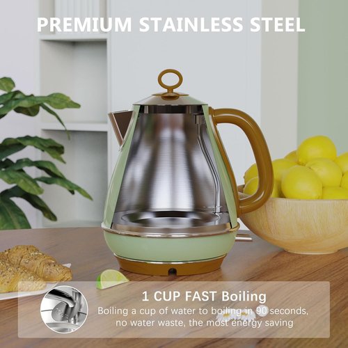 Evoloop Electric Kettle - 1.7L BPA-Free Stainless Steel Tea Boiler with Auto Shut-Off & Boil-Dry Protection