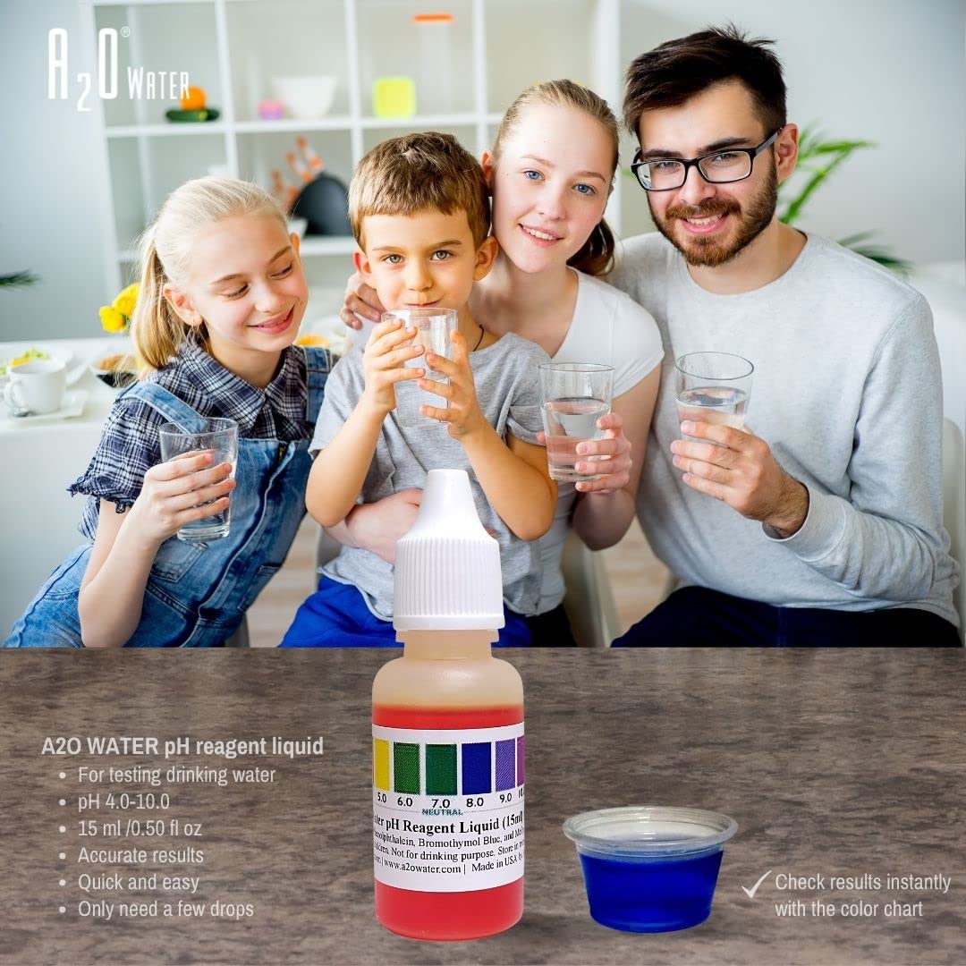 Alkaline Water, Tap, and Drinking Water Accurate Measure of pH Level, Test kit wht, up to 125 Tests per Bottle 0.50 Fl Oz by A2O Water - Made in USA