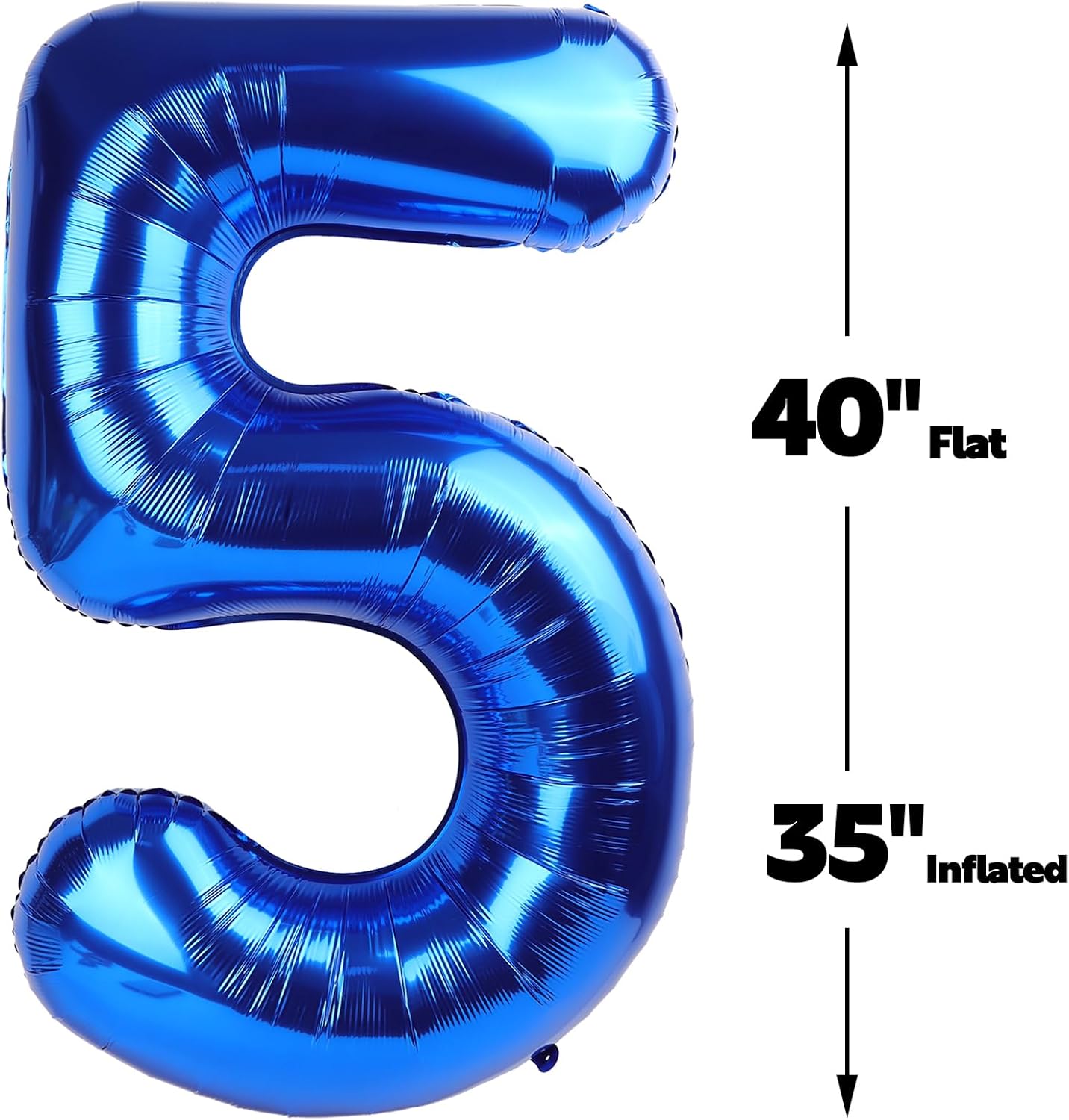 Large Number 5 Birthday Balloon - Navy Blue Foil Mylar | Perfect for 5th, 15th, 25th Celebrations