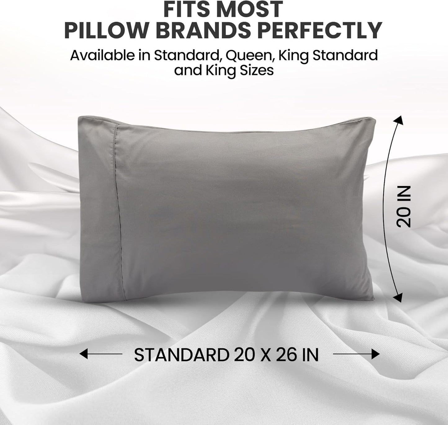 Utopia Bedding Pillow Cases - Soft Brushed Microfiber | Queen Size 2-Pack, Oeko-TEX Certified, 20x26 Inches (Grey)