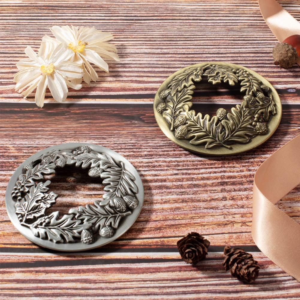 PH PandaHall Candle Topper Set - Leaf Pine Design for Even Melting | 3.19 in Diameter (Antique Bronze & Silver)