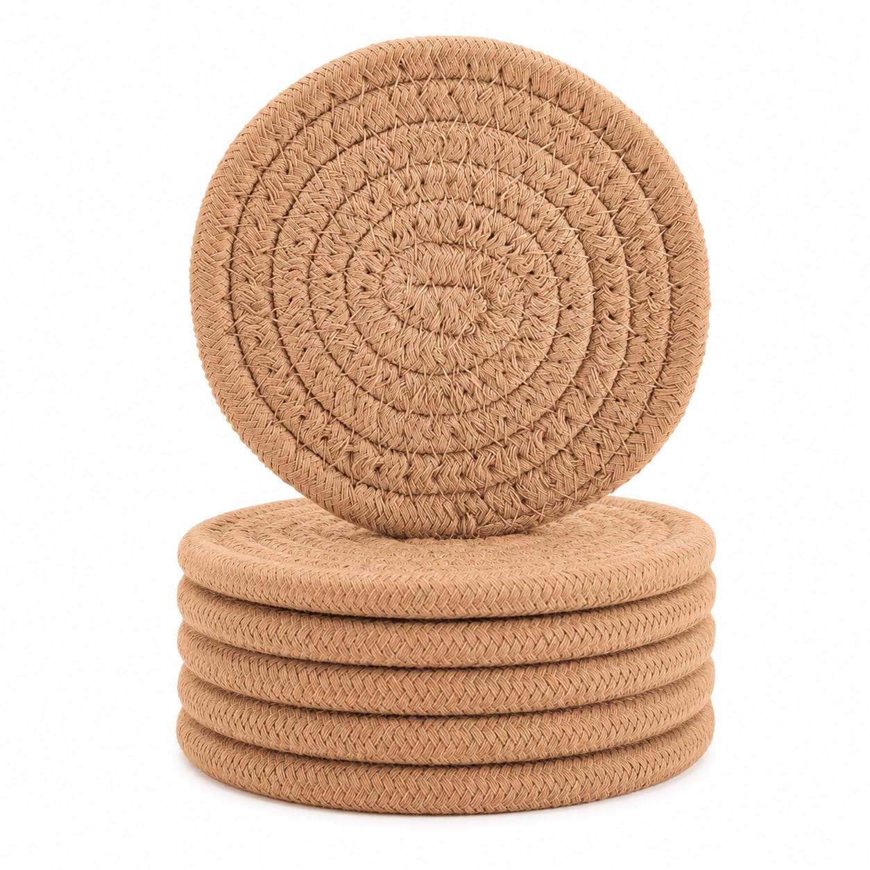 ABenkle Woven Coasters for Drinks Set of 6, Boho Absorbent Drinking Coaster, 4.3 Inch - Perfect Housewarming Gift, Home Decor, Bar Essentials for Coffee Table