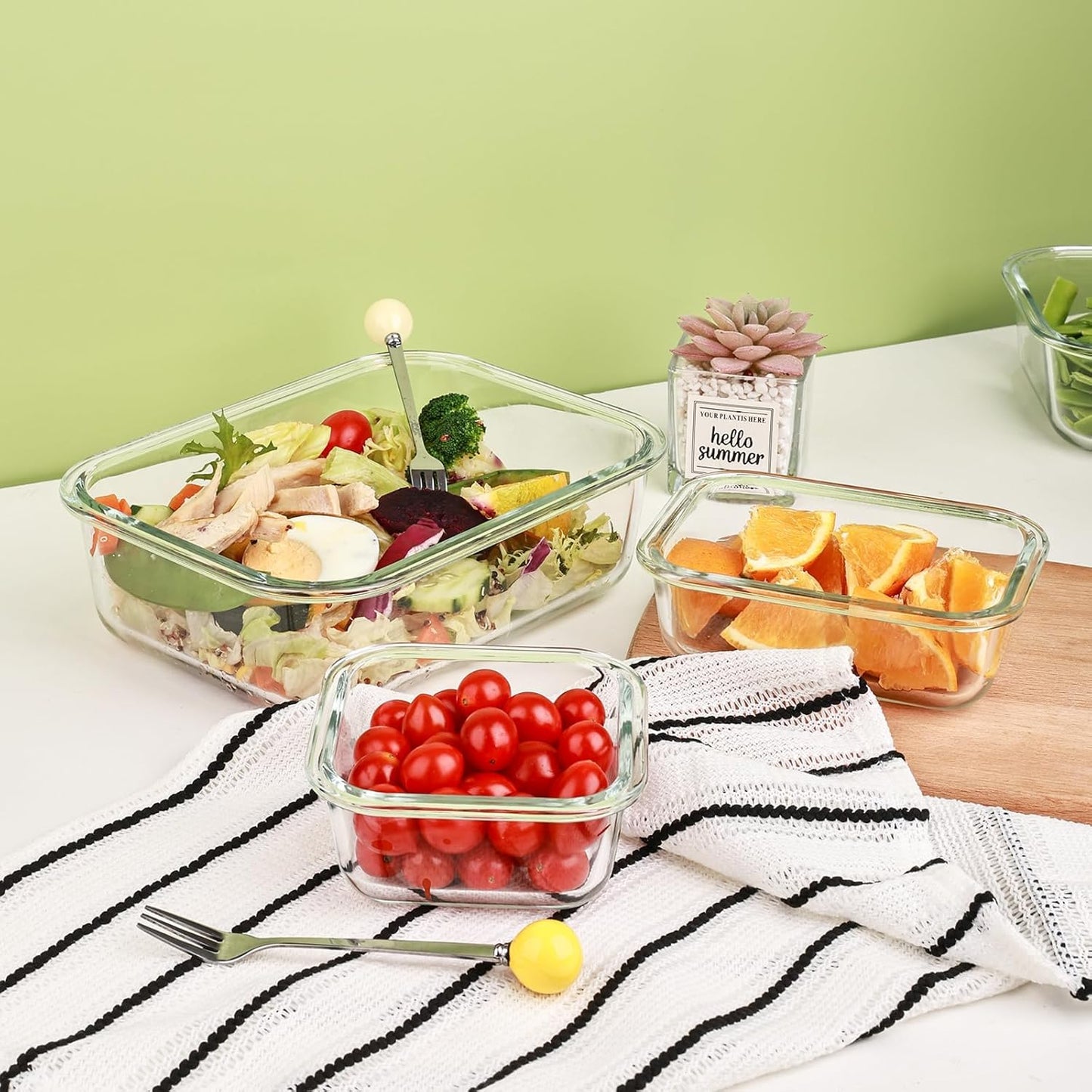 Liuruiyu Glass Food Storage Containers - 8 Pack Airtight Meal Prep Bento Boxes | BPA Free, Leak Proof, Microwave Safe