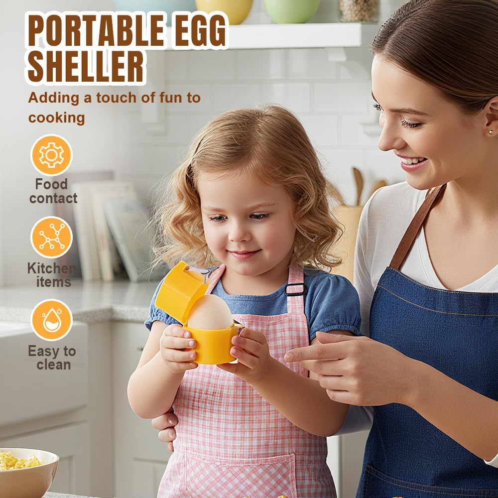 Skiennix Egg Shell Opener - Handheld Stainless Steel Egg Cracker Tool for Hard Boiled Eggs | Orange
