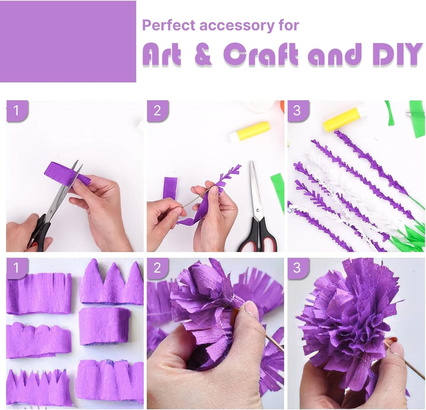 PartyWoo Crepe Paper Streamers - Light Pastel Pink & Purple | 4pcs 328ft for Birthday & Baby Shower Decor