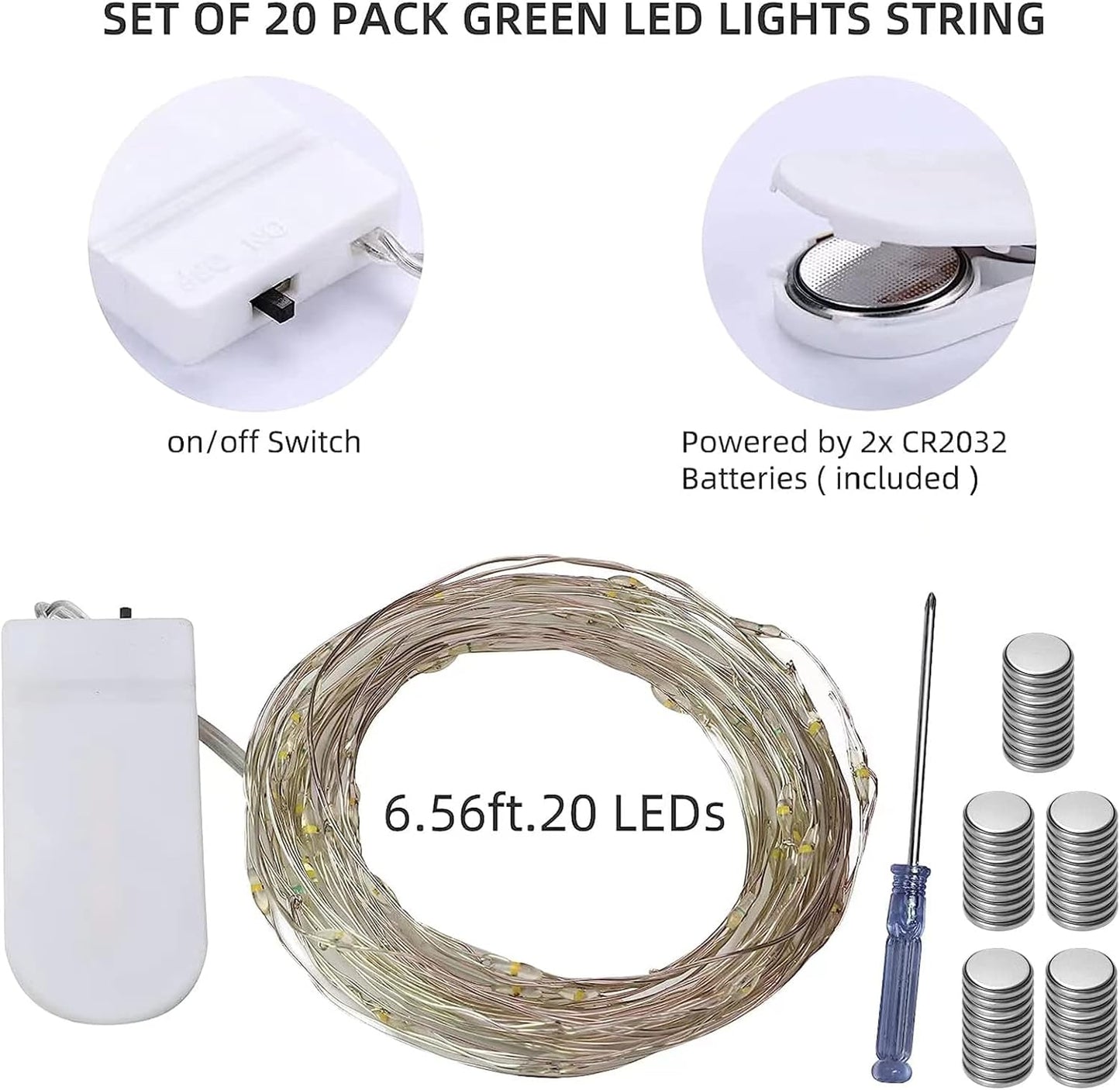 Skiennix 20 Pack Warm White Battery Operated Fairy Lights - 7ft Copper Wire Twinkle Lights for Weddings, Parties & Home Decor