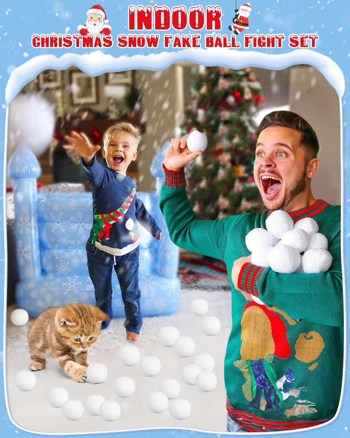 LQYoyz Snowball Fight Set - 100 Pack 2-Inch Large Fake Snowballs for Kids | Winter Party Decor & Games