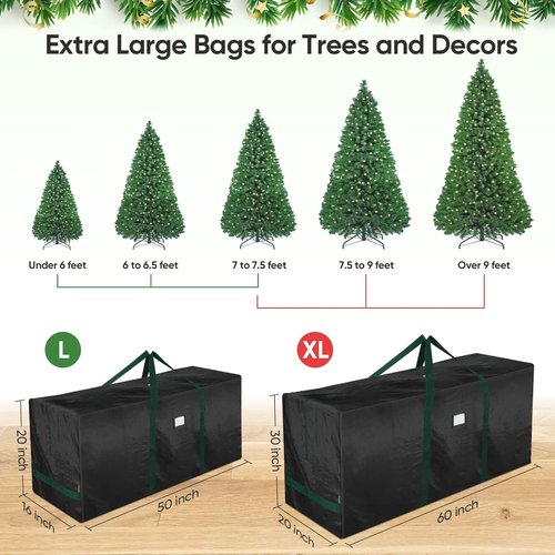 BALEINE Christmas Tree Storage Bag - Heavy Duty 9 ft Extra Large with Reinforced Handles & Dual Zippers (Black)