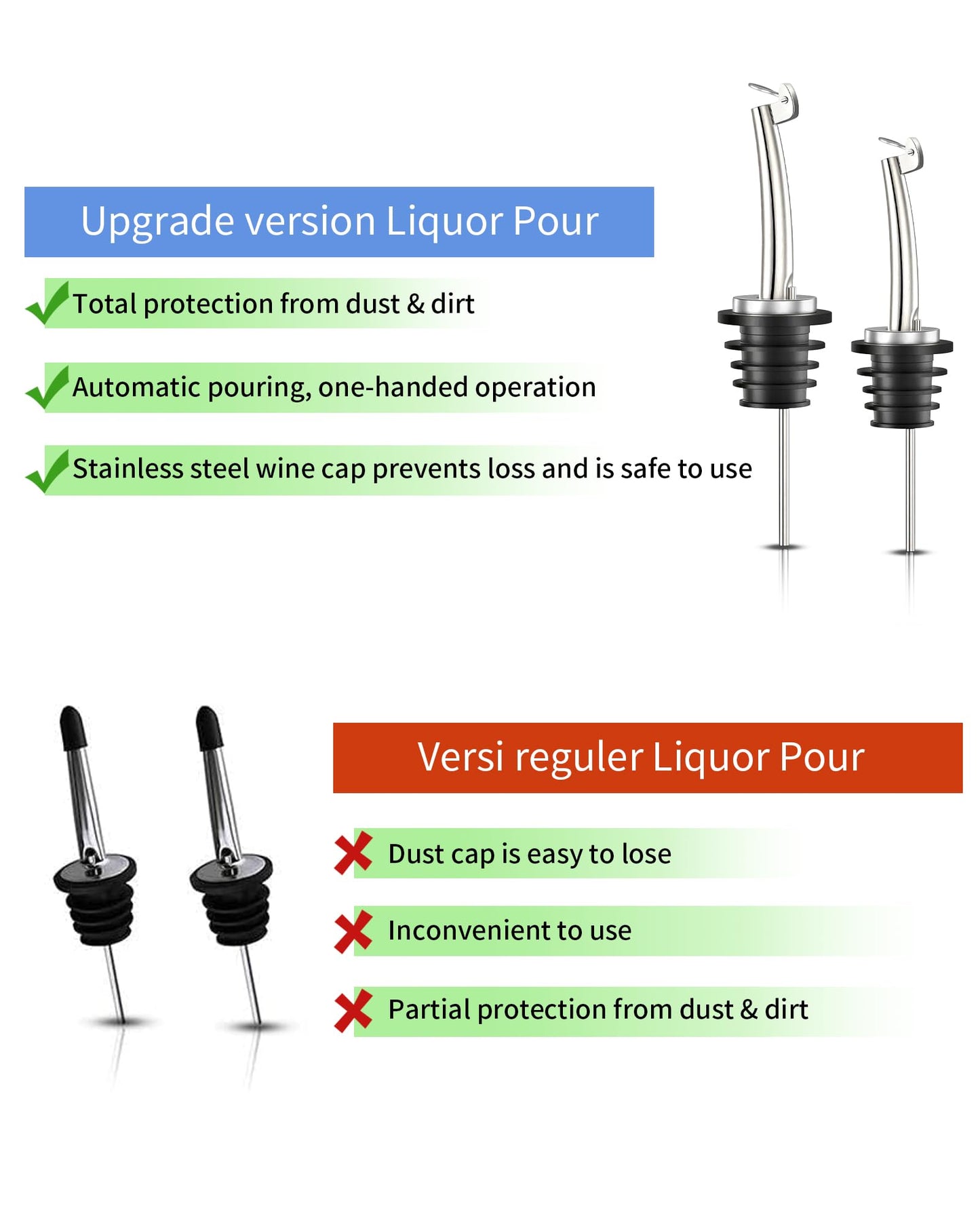 Ziimlpo Liquor Pour Spouts, 12 Pack Classic Bottle Pourers Liquor Pourers with Flip Top, Stainless Steel Pour Spout for Liquor Bottles, for Alcohol, Olive Oil,Bar Bartender Accessories
