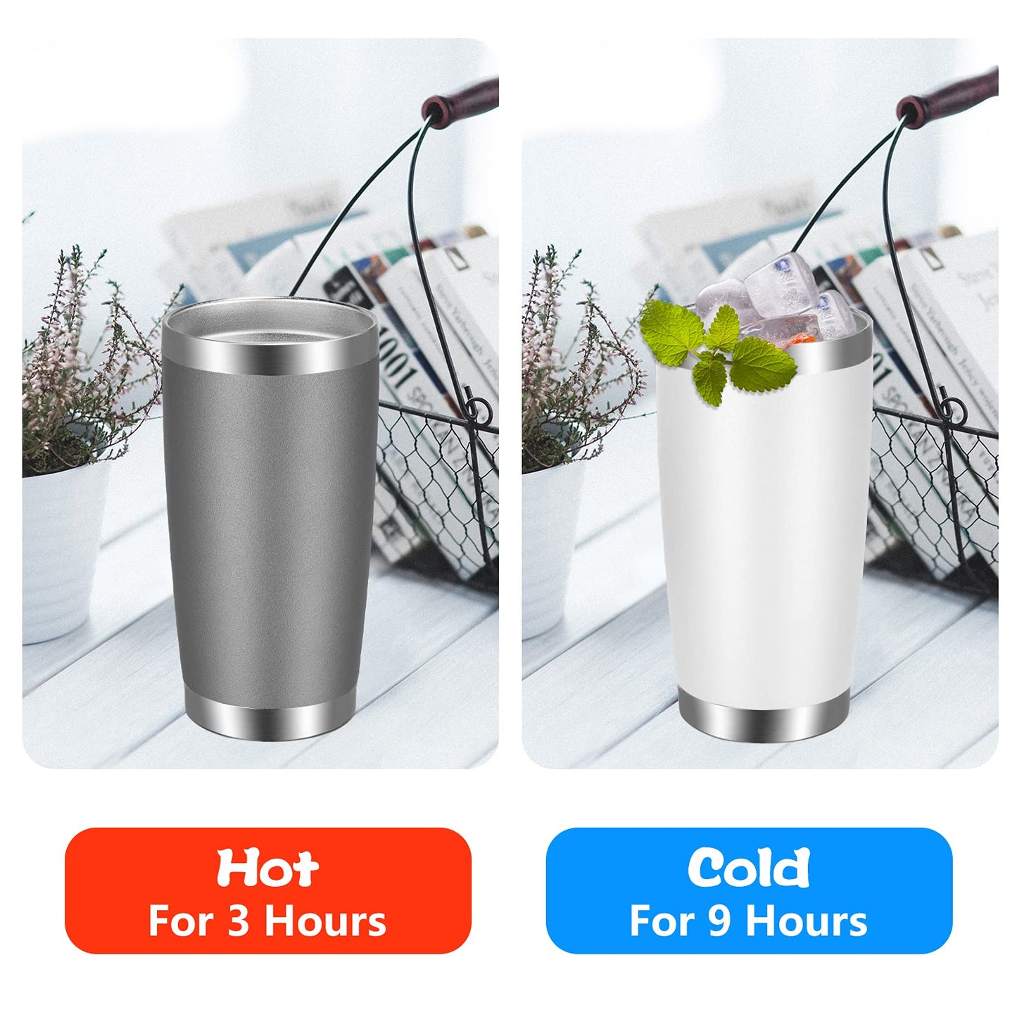 VEGOND 20oz Tumbler with Lid and Straw Stainless Steel Tumbler Cup Vacuum Insulated Double Wall Travel Coffee Mug Powder Coated Coffee Cup, Grey, 1 Pack