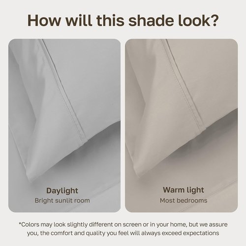 California Design Den 100% Cotton Twin Size Sheet Set - 400 Thread Count, Silky Smooth & Breathable - Light Grey