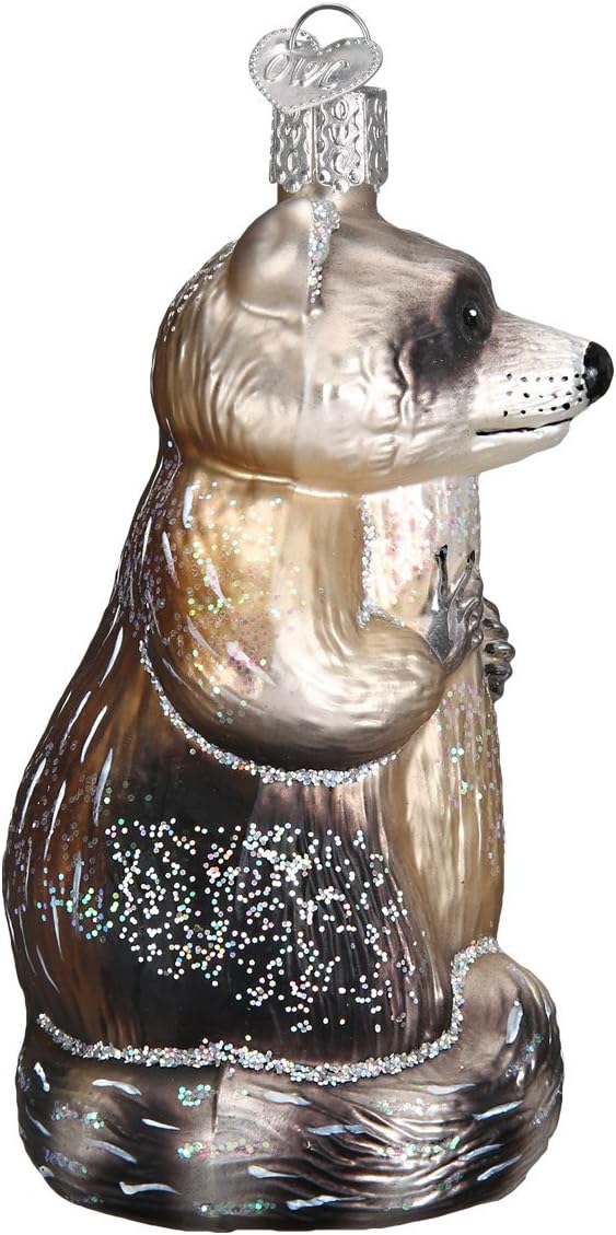 Handcrafted Badger Glass Blown Ornament - Unique Christmas Tree Decoration